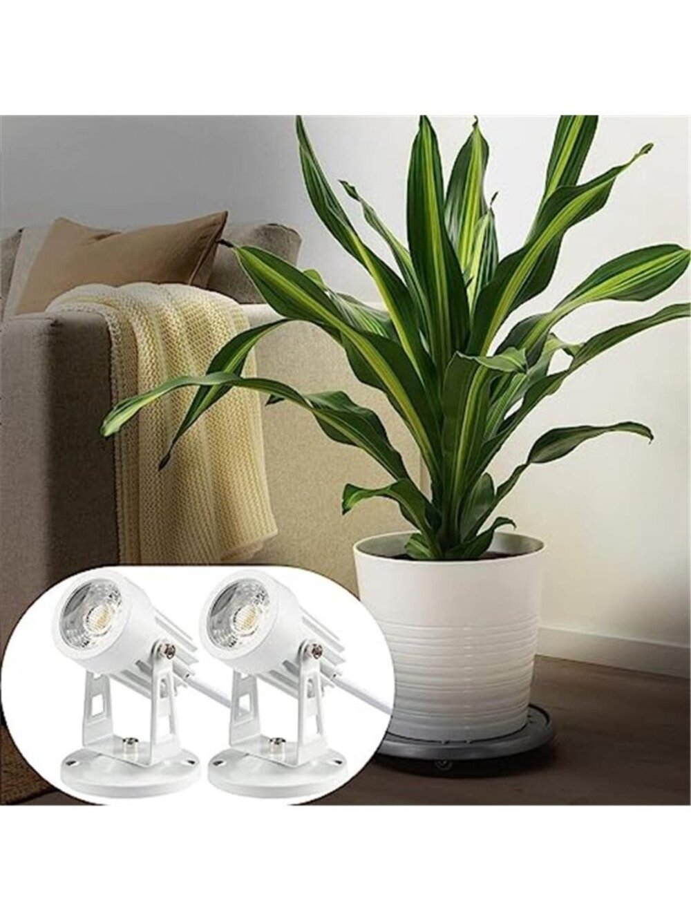 LED Plant Spotlight Indoor Accent Up Light Warm White Floor Switch 2 Pack 3W